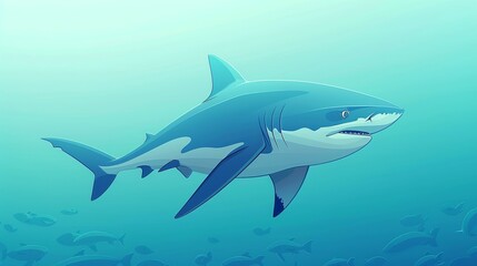 Fototapeta premium Great White Shark Swimming in the Ocean