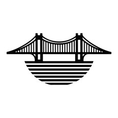Minimalist Bridge Silhouette Vector - Architectural Landmark