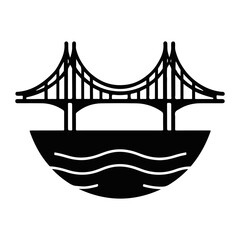 Minimalist Bridge Silhouette Vector - Architectural Landmark