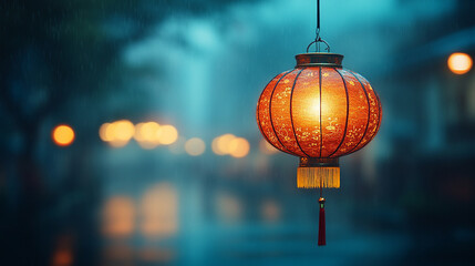 Traditional Chinese New Year celebration with vibrant red lanterns symbolizing prosperity and good fortune. The festive ambiance captures the essence of cultural heritage and the joy of welcoming a ne