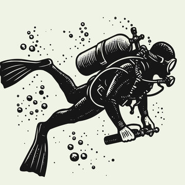 recommend clip art: hand drawn scuba diver silhouette