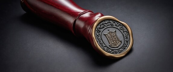 Elegant decorative wax seal stamp on a black background, perfect for stationery