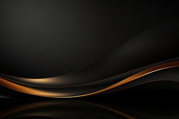 Abstract black and gold background with wavy lines.