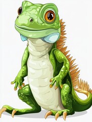 Fototapeta premium Cartoon Illustration of a Green Iguana