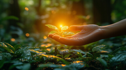 open hand reaches towards golden sunlight, symbolizing hope, aspiration, and the pursuit of dreams. The warm light illuminates the hand, capturing the essence of optimism, growth, and new beginnings