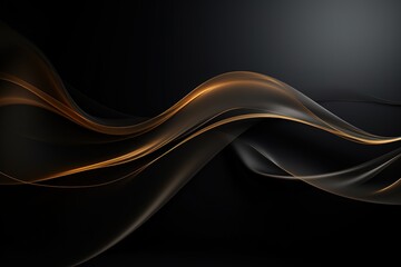Abstract black and gold background with wavy lines.
