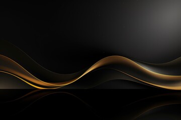 Abstract black and gold background with wavy lines.