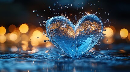 water splash in a shape of heart floating