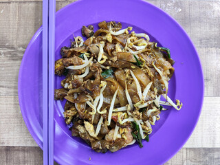 Famous Penang Char Kuey Teow with prawns