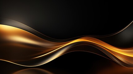 Abstract golden wave on black background.