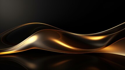 Obraz premium Abstract golden wave on black background.