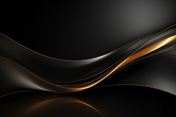 Abstract black and gold background with wavy lines.