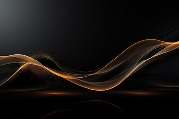 Abstract golden wave on black background.