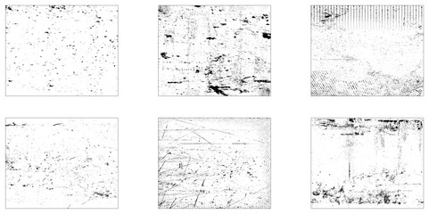 Grungy decoration elements for social, Grunge overlay textures with dust grain isolated on white background.