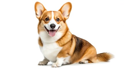 A happy Pembroke Welsh Corgi sitting with a joyful expression, isolated on a transparent background, ideal for promoting pet care services.
