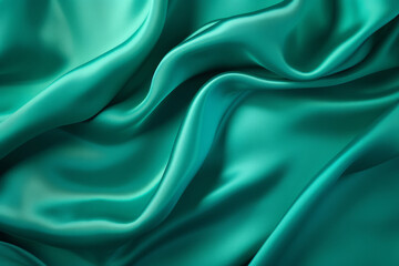 Fototapeta premium Processed collage of emerald green silk surface texture. Background for banner, backdrop