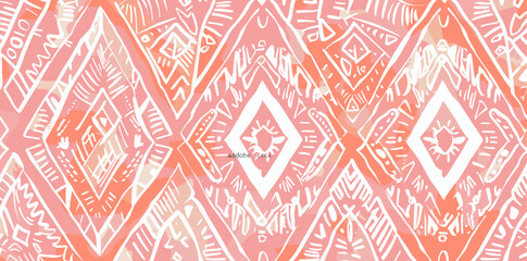 Abstract seamless pattern with pink and white geometric shapes. This pattern is perfect for use in fashion, home decor, and graphic design.