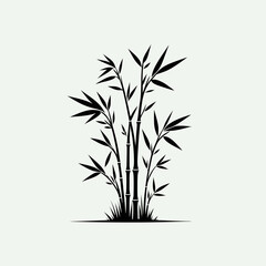 Obraz premium bamboo silhouette on white background. Black bamboo stems, very simple and single bamboo silhouette white background