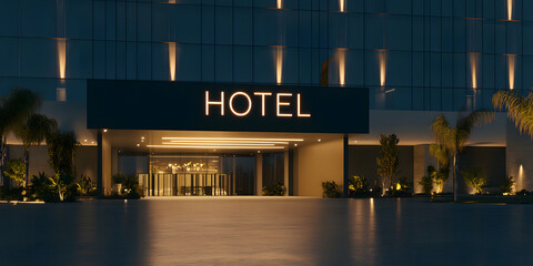 hotel sign at night