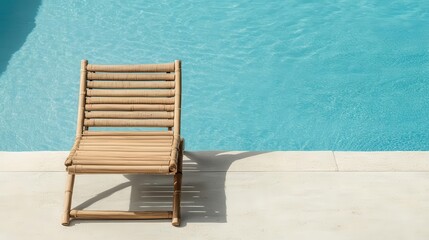 Bamboo lounge chair by a poolside, ecofriendly furniture, tropical retreat v4