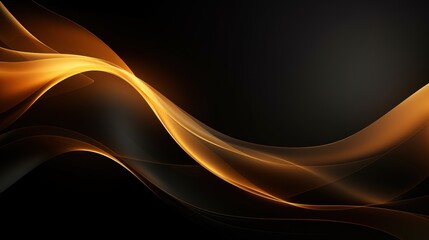 Abstract golden waves on a black background.
