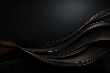 Obraz premium Abstract black and gold wavy background with copy space.