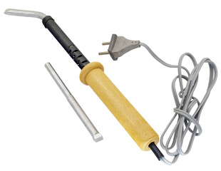 Electric soldering iron isolated on a white