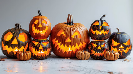 Fototapeta premium Creative Halloween Background with Pumpkins, Studio Capture