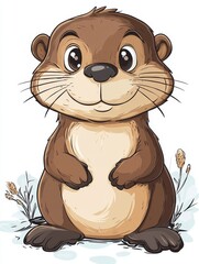Obraz premium Cute Cartoon Otter Illustration