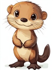 Fototapeta premium Cute Cartoon Otter with Big Eyes