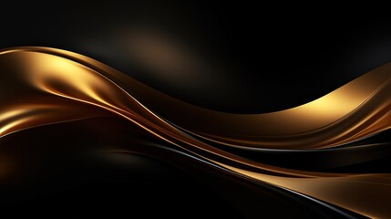 Abstract black and gold curved lines background.