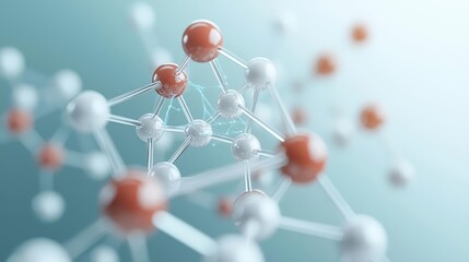 Abstract visualization of a single amino acid molecule with connected atoms, capturing the essence of chemistry and science, AI illustration