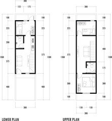 Architecture plan with furniture. home floor plan, isolated on white background, stock illustration.