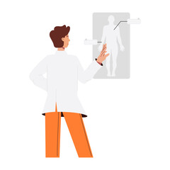 Doctor explaining human anatomy, flat illustration 

