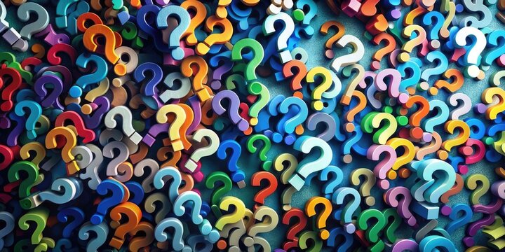 scattered question marks with space for answers