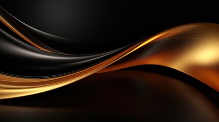 Abstract black and gold flowing curves.