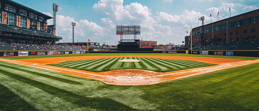 Wide shot of the baseball field 