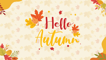 Autumn leaves fall background illustration. Beautiful autumn scenery background, Autumn fall season background illustration vector.