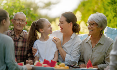 family spending time together in summer morning