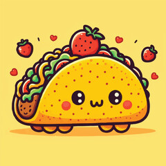 Cartoon groovy fast food tacos cheerful character. Mexican cuisine street cafe snack cartoon funny mascot, cheerful groovy isolated vector personage. Fast food meal or takeaway tacos happy character