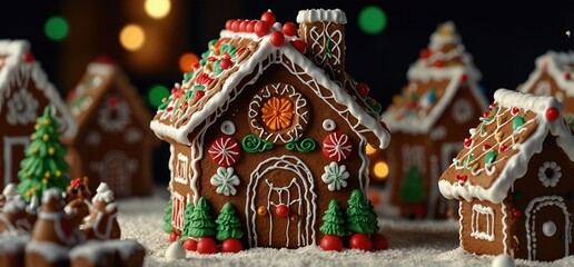 Fototapeta premium Christmas homemade gingerbread house cookie
