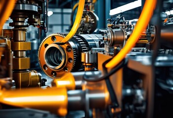 dynamic industrial equipment operating vibrant characteristics energetic performance modern setting, automation, robotics, machinery, technology