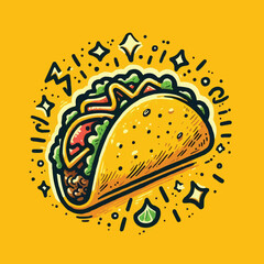 Cartoon groovy fast food tacos cheerful character. Mexican cuisine street cafe snack cartoon funny mascot, cheerful groovy isolated vector personage. Fast food meal or takeaway tacos happy character