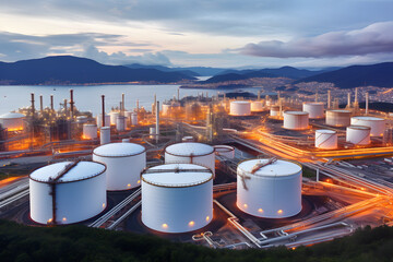Aerial View of a Texas Oil Refinery and Fuel Storage Tanks
