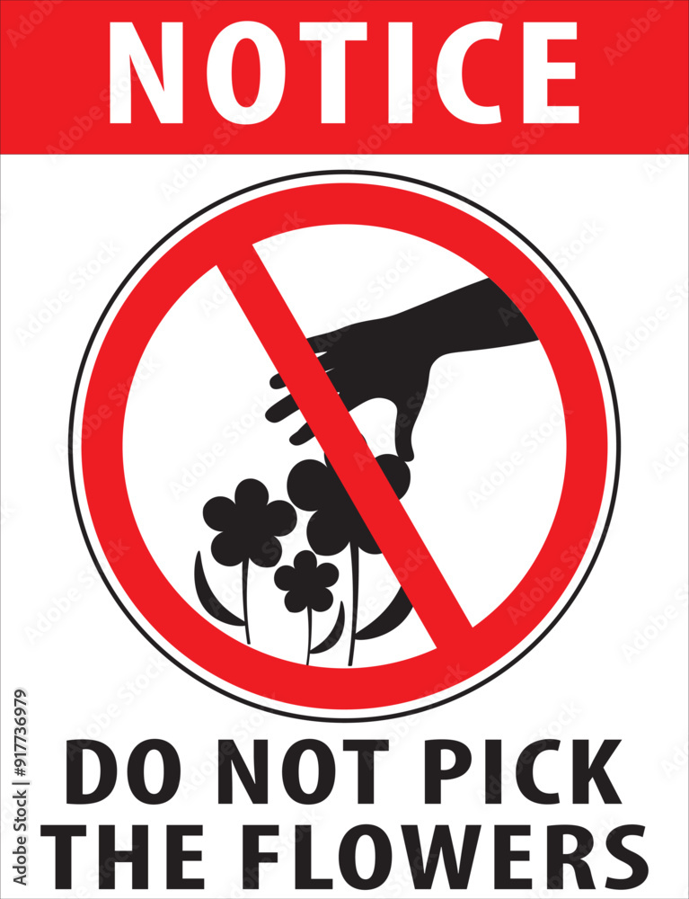 Sticker Do not pick the flowers warning notice vector.eps