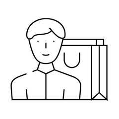 shopping bag line icon vector. shopping bag sign. isolated contour symbol black illustration