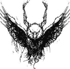 Obraz premium Handdrawn eagle scribble art silhouette