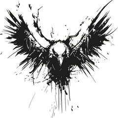 Handdrawn eagle scribble art silhouette