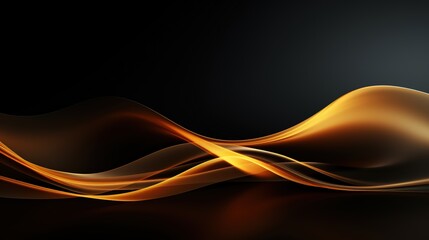 Abstract black and gold flowing waves background.