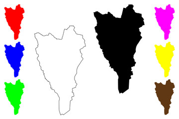 Yauco municipality (Commonwealth of Puerto Rico, Porto Rico, PR, Unincorporated territories of the United States) map vector illustration, scribble sketch Yauco map